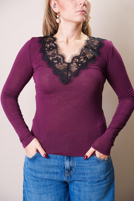 T-Shirt Misto Cashmere Pizzo - Susy Mix