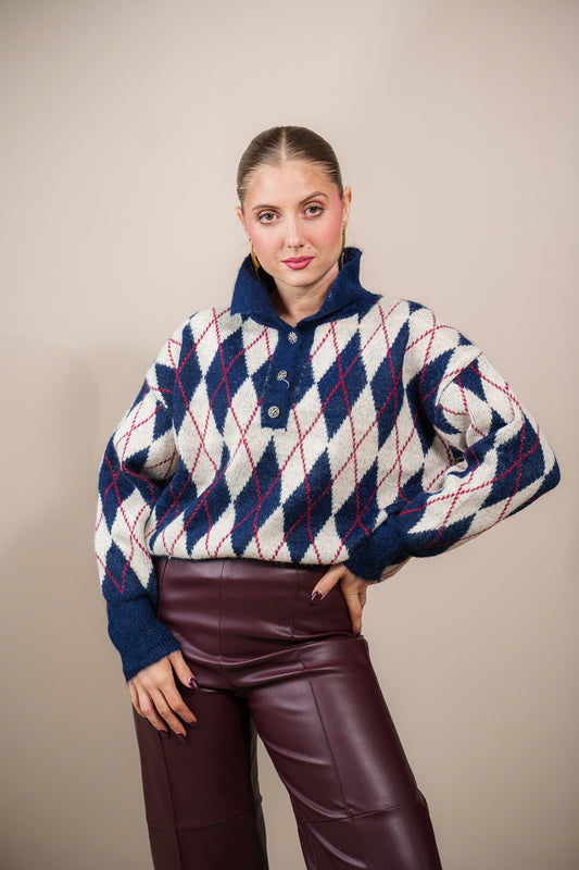 Polo in Maglia a Quadri